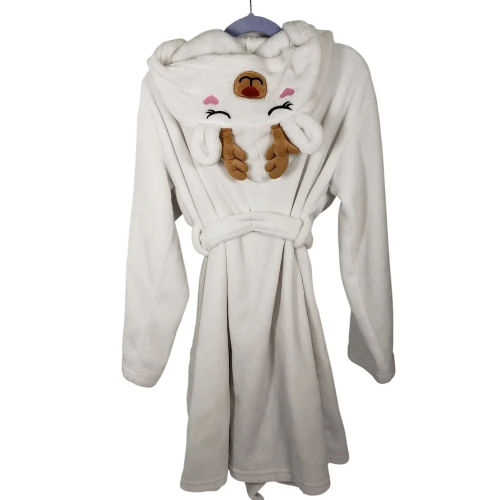 American‎ Girl Christmas Kids White Reindeer Hooded M 10/12